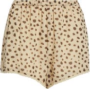 POSSE Priscilla Cheetah Spot Lace Trim Silk Shorts
