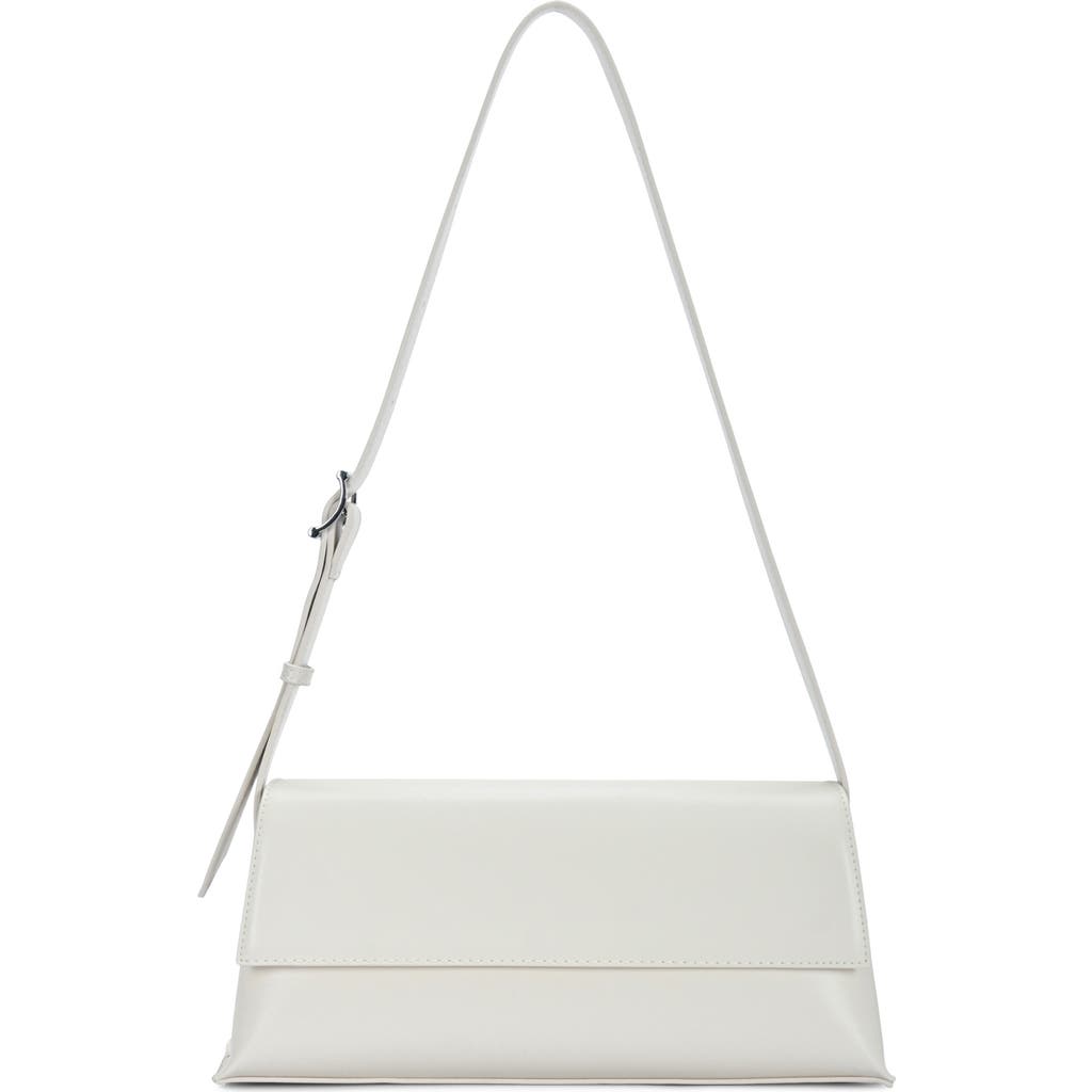 Madison West Clean Buckle Strap Shoulder Bag In White