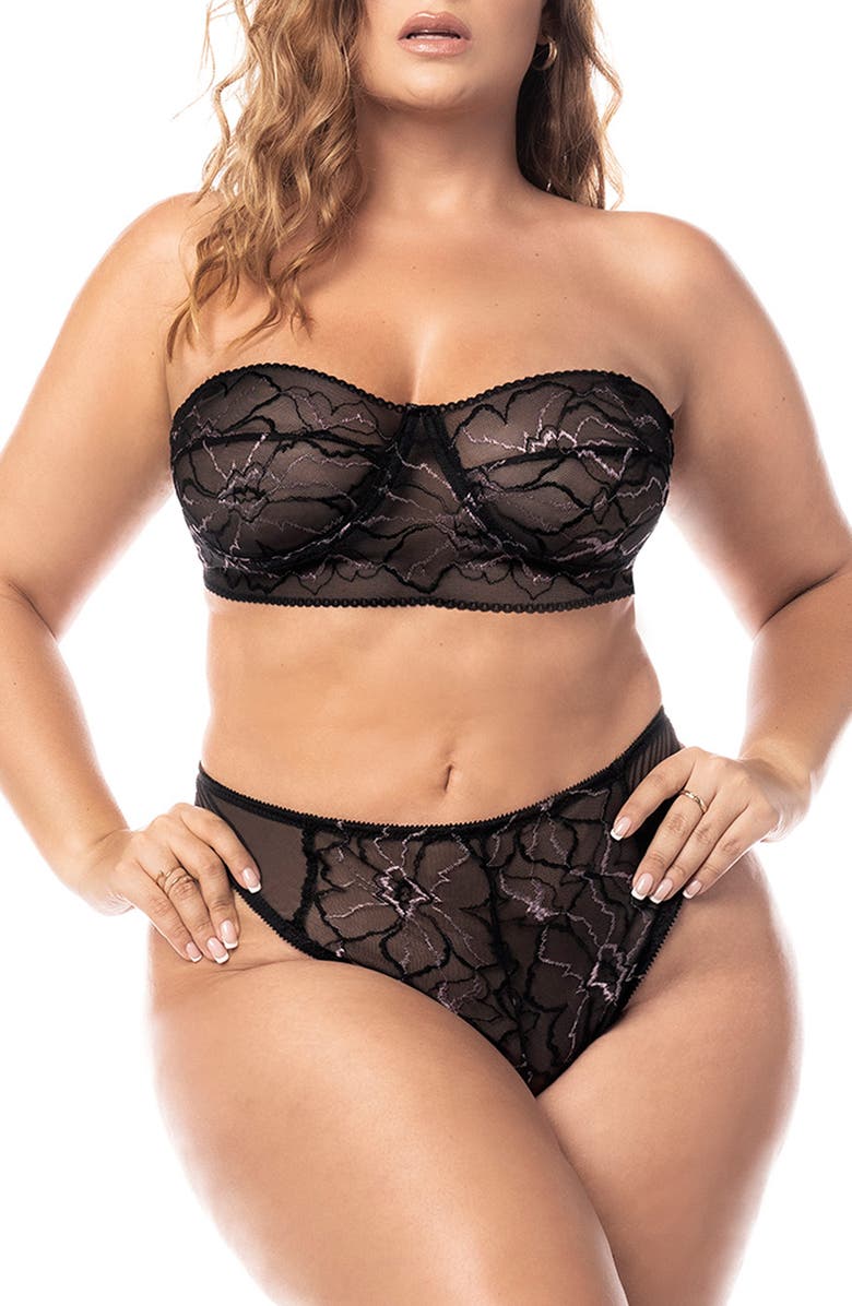 Mapale Lace Bra, Garter Belt & Thong Set, Alternate, color, 