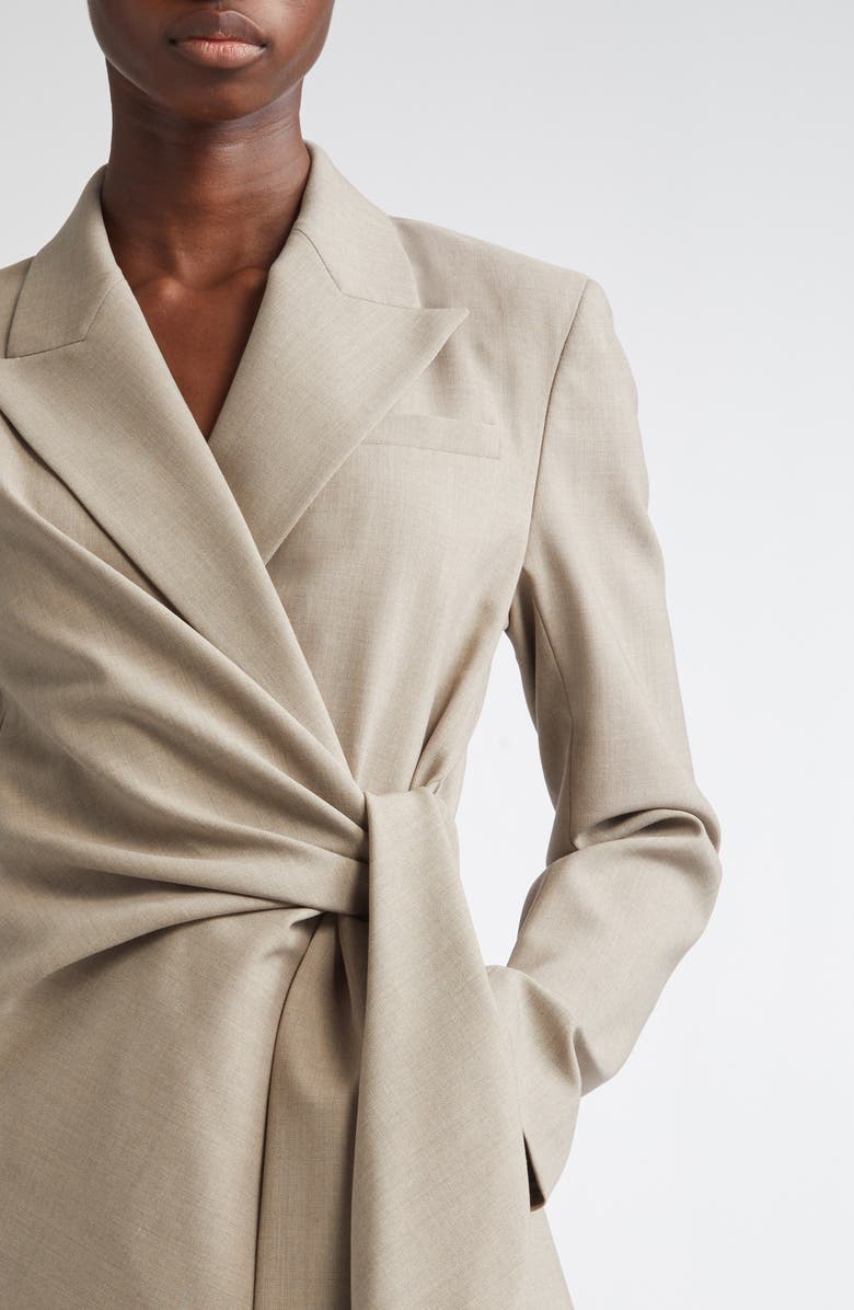 Lafayette 148 New York Slim Fit Responsible Stretch Wool Wrap Blazer, Alternate, color, Hickory Melange