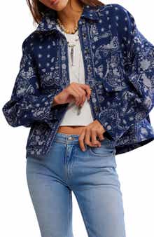 Free People Bandana Jacquard Shirt Jacket