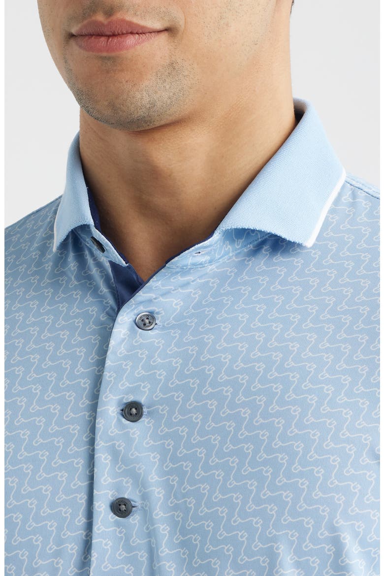 Rogue River Wave Print Performance Golf Polo, Alternate, color, WOLF BLUE