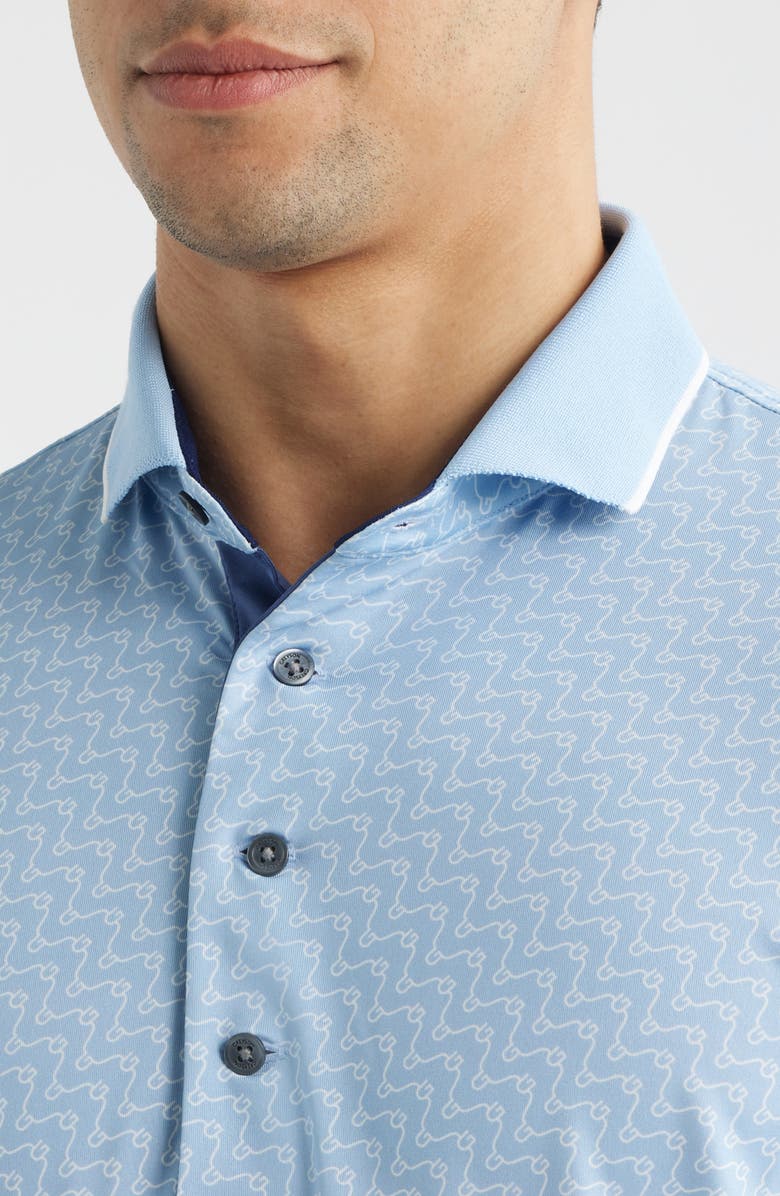 Greyson Rogue River Wave Print Performance Golf Polo, Alternate, color, Wolf Blue