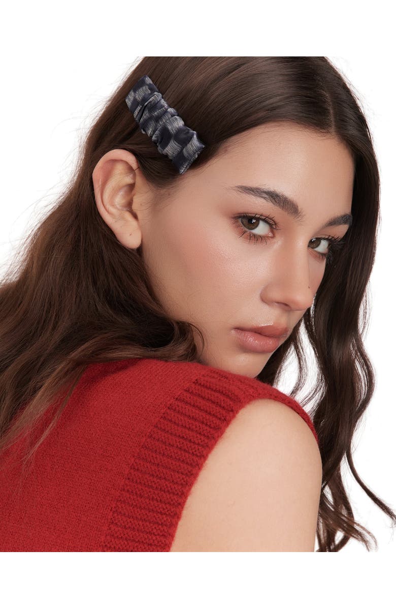 OLAH Lunelle Silk Hair Barrette Clip, Alternate, color, Steel Blue