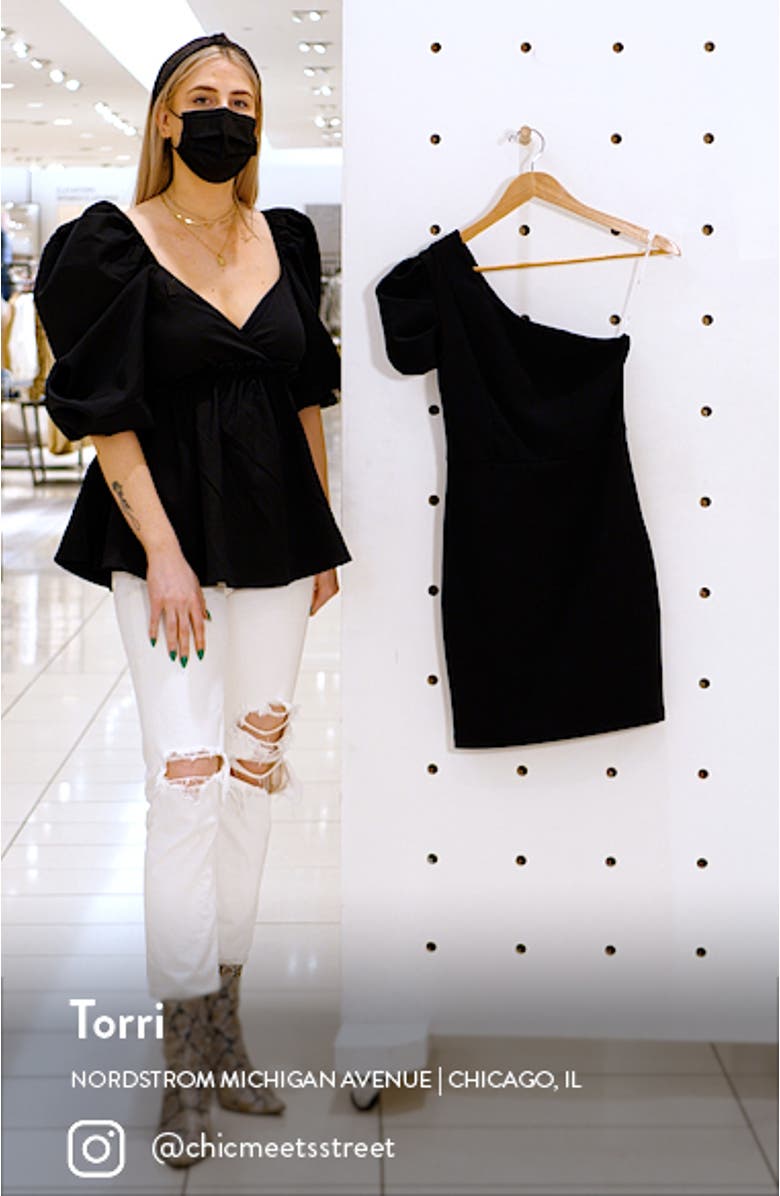 Stay Gorgeous One-Shoulder Sheath Minidress, sales video thumbnail