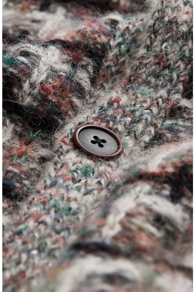 Geometric Pattern Wool & Cashmere Cardigan, Alternate, color, SMOKED PEARL GREY