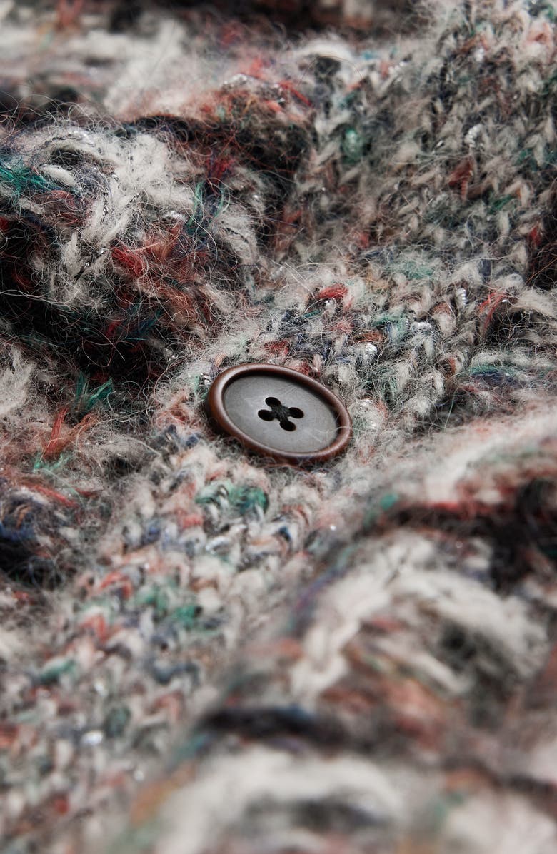 John Varvatos Geometric Pattern Wool & Cashmere Cardigan, Alternate, color, Smoked Pearl Grey