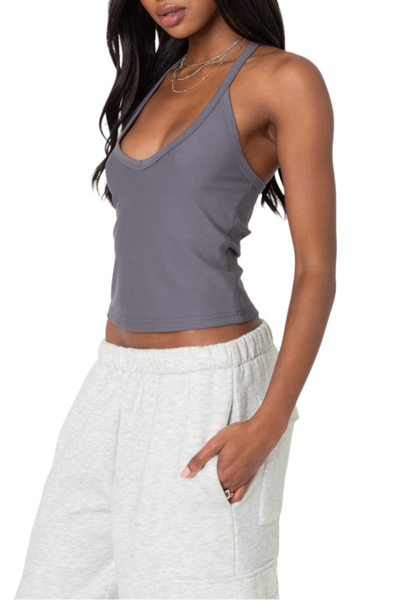 EDIKTED Racerback Stretch Tank, Alternate, color, Gray