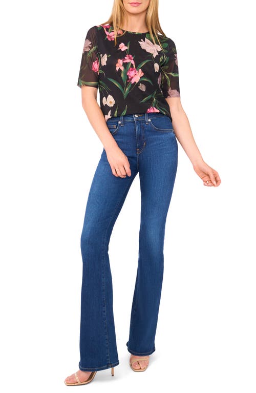 Ted Baker Floral Print Mesh T-shirt In Black