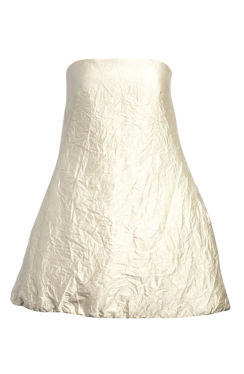 Brandon Maxwell The Aria Strapless Crinkled Satin Minidress, Alternate, color,