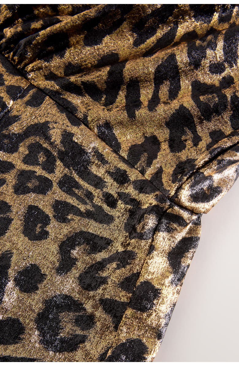 NEXT Metallic Animal Print Long Sleeve Maxi Dress, Alternate, color, Yellow