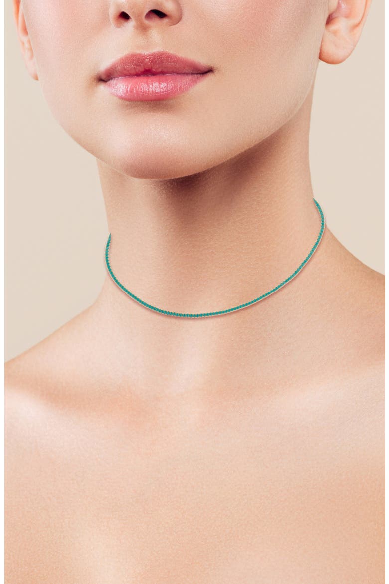Imitation Turquoise Tennis Necklace, Alternate, color, GOLD