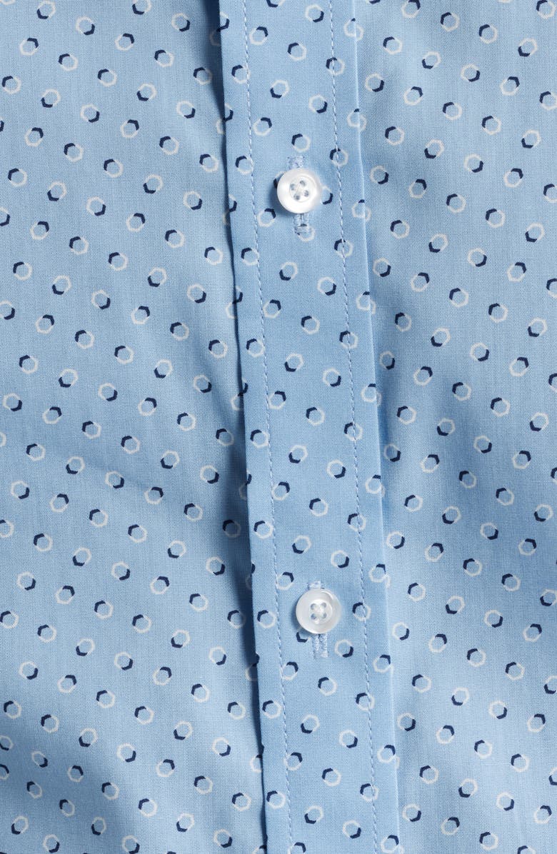 DANIEL HECHTER Paris Modern Fit Blue Geometric Print Cotton Dress Shirt, Alternate, color,