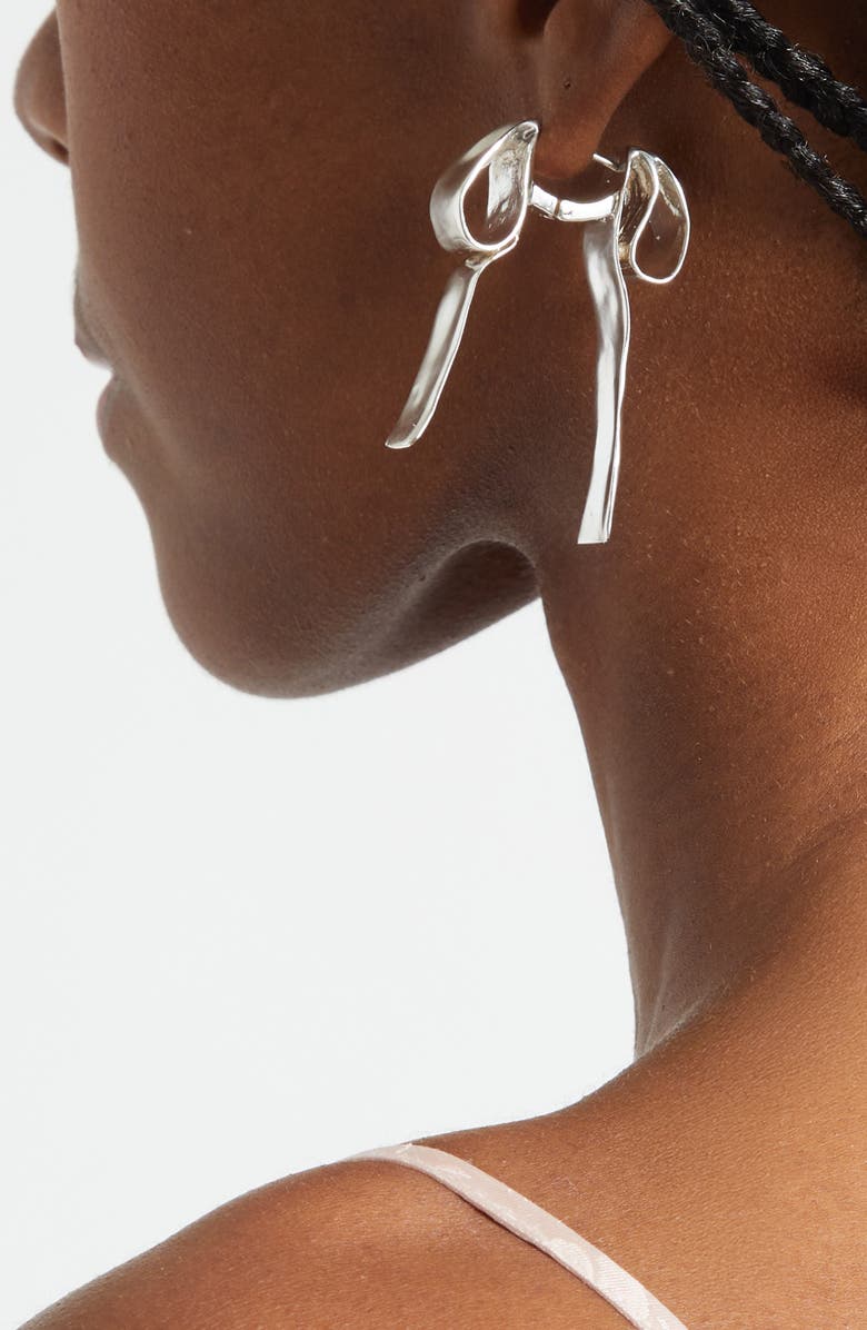 SHANA CAVE Big Bow Hoop Earrings, Alternate, color, Silver