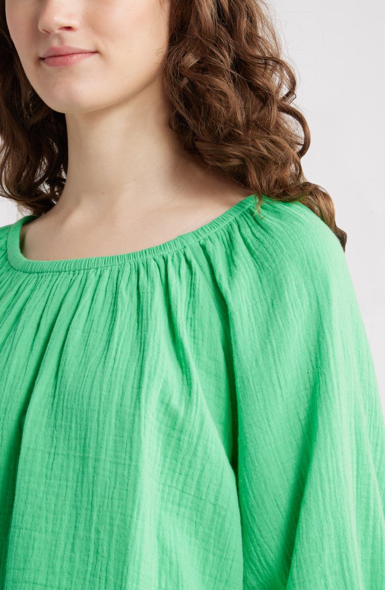 Caslon<sup>®</sup> Gathered Elbow Sleeve Gauze Top, Alternate, color, Green Celtic