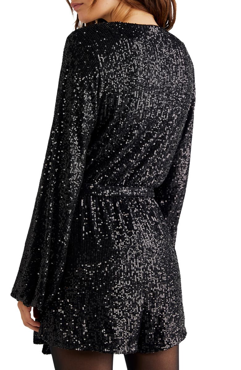 Free People Christa Sequin Long Sleeve Romper, Alternate, color, 