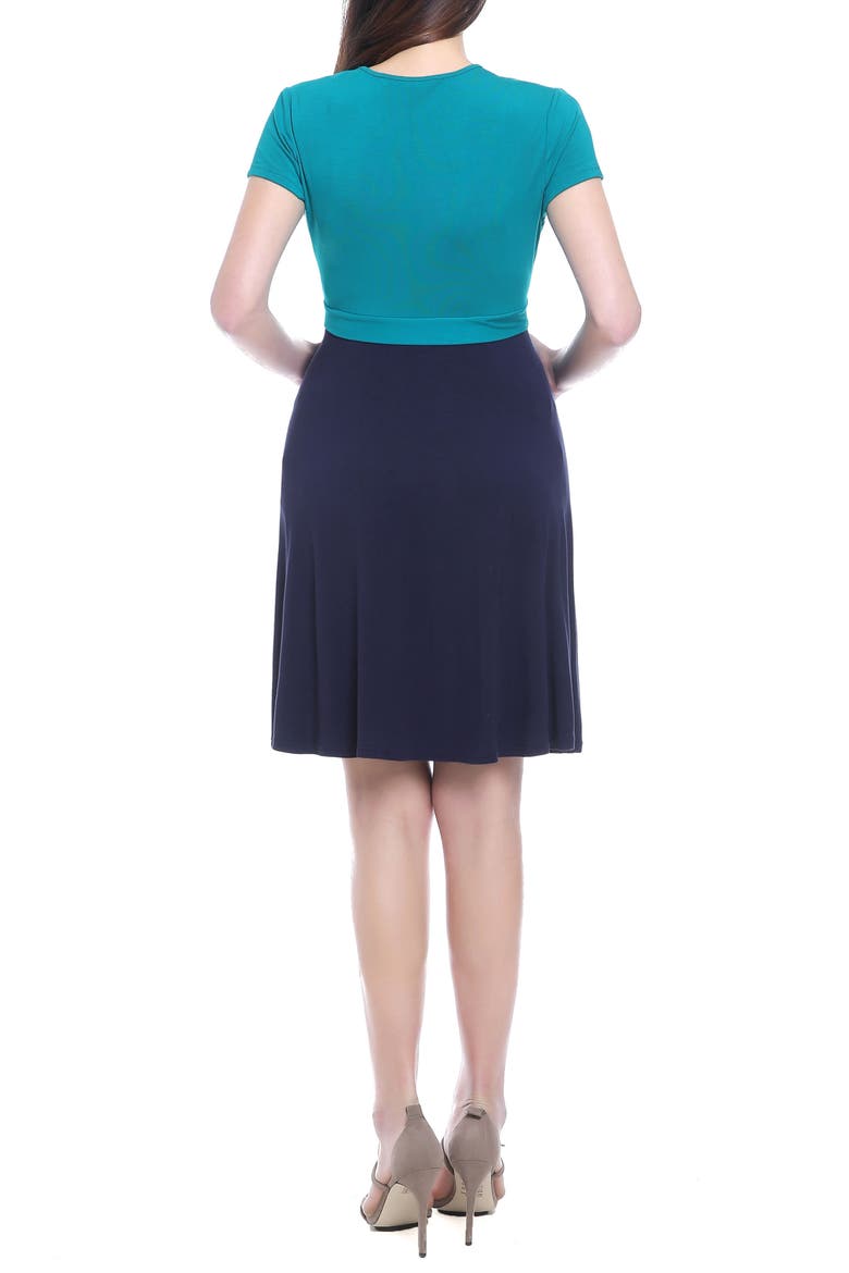 Sarah Faux Wrap Maternity/Nursing Dress, Alternate, color, NAVY/ TEAL