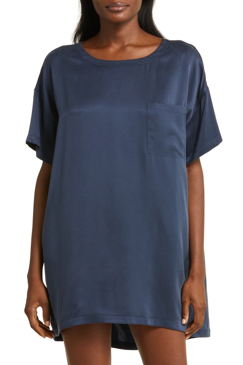 Oversize Silk Sleepshirt, Main, color, DEEP BLUE