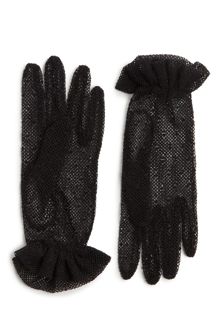 VLOGO Signature Tulle Gloves, Alternate, color, BLACK/ GOLD