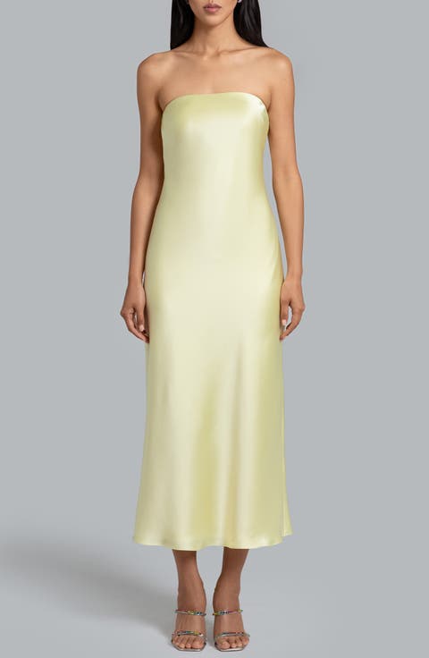 Nora Strapless Satin Midi Dress