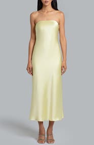 Ghrail Nora Strapless Satin Midi Dress
