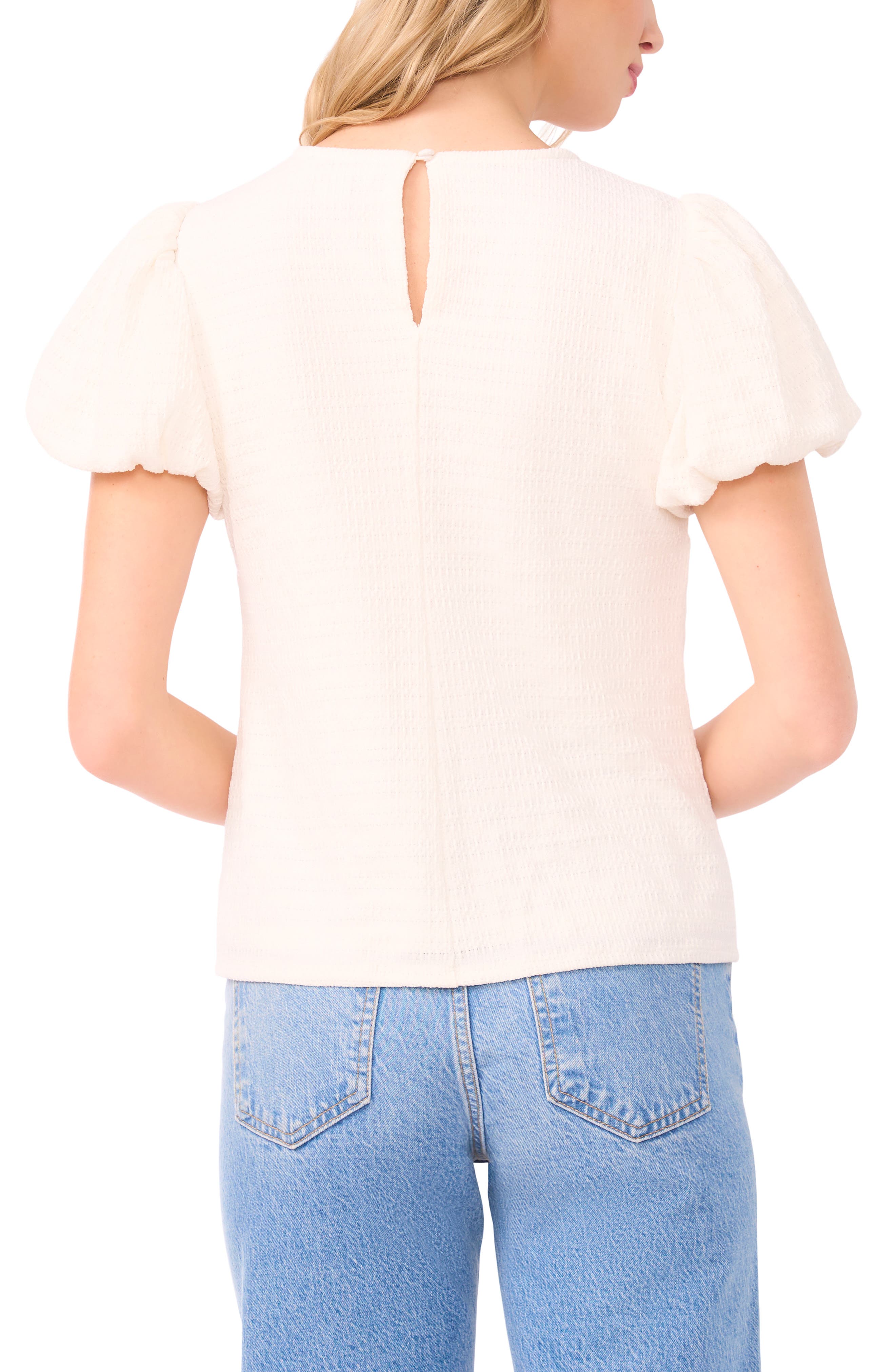 Texture Knit Bubble Sleeve Top - image 2