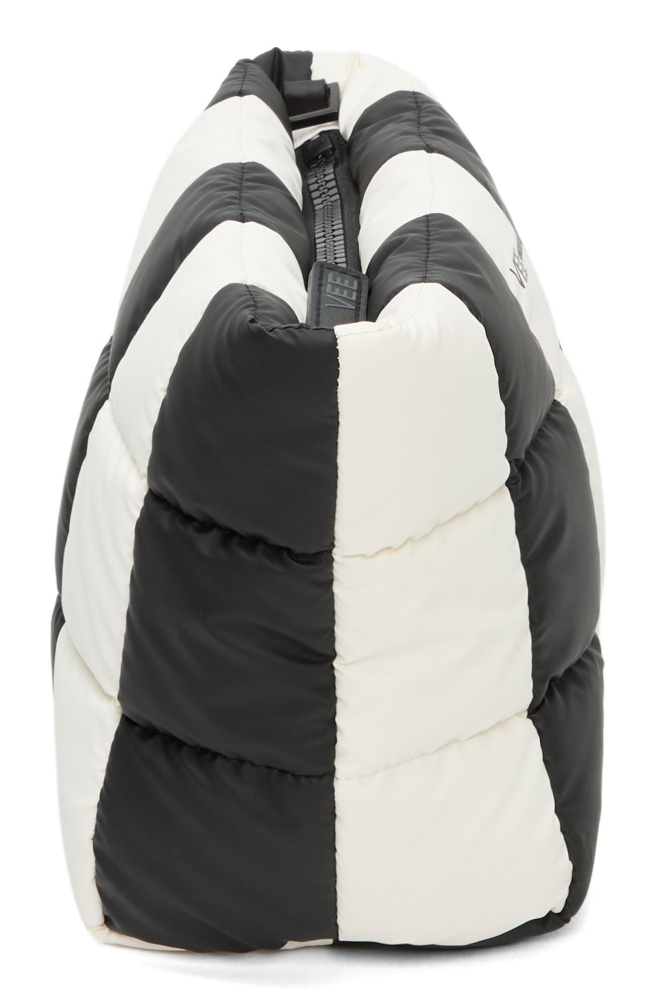 VeeCollective Porter Colorbock Recycled Nylon Clutch, Alternate, color, Black - Marshmallow Stripes