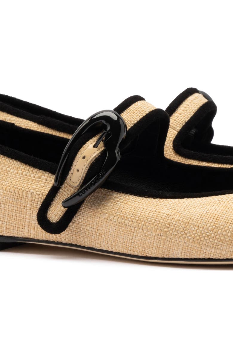Larroudé Verona Ballet Flat, Alternate, color, Beige Raffia And Black