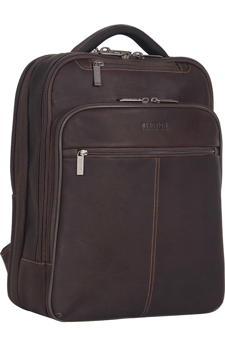 Kenneth Cole Colombian Leather Backpack, Main, color, Brown