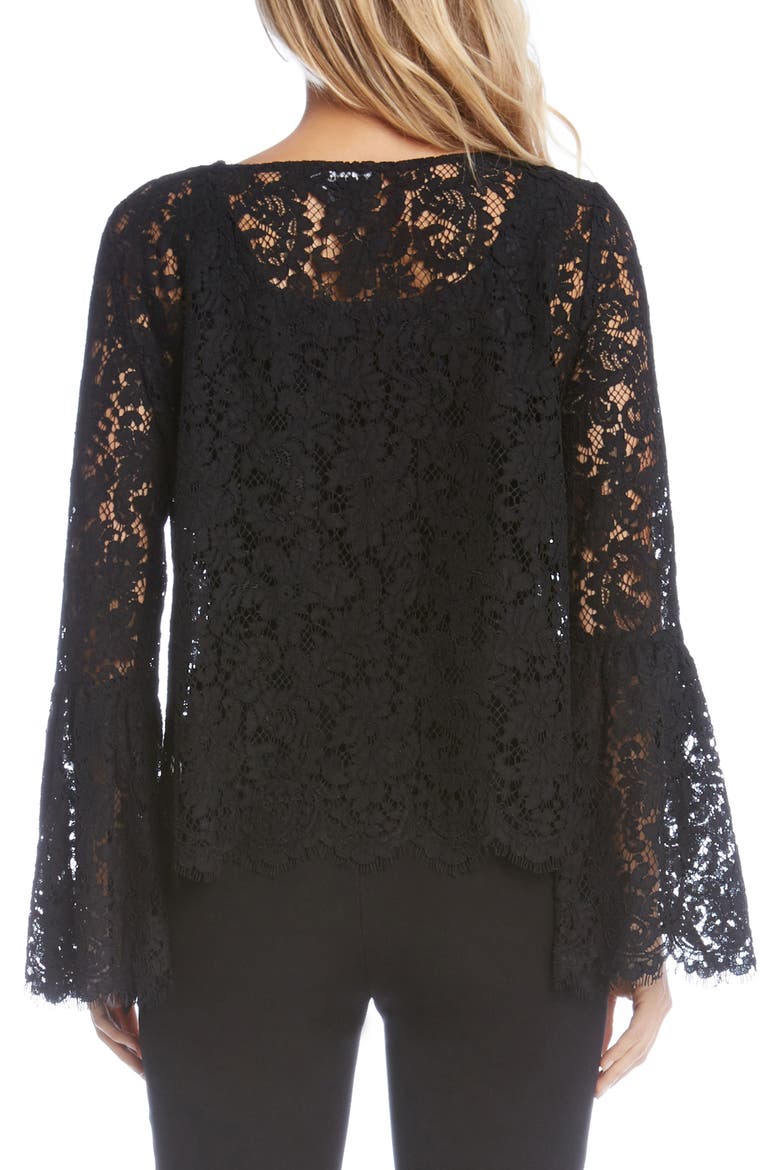 Lace Bell Sleeve Top, Alternate, color, BLACK