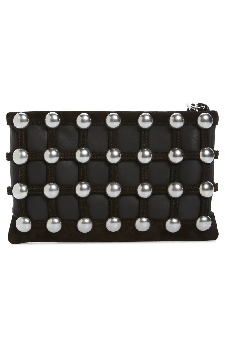 Alexander Wang Roxy Studded Cage Leather Wristlet, Alternate, color, 