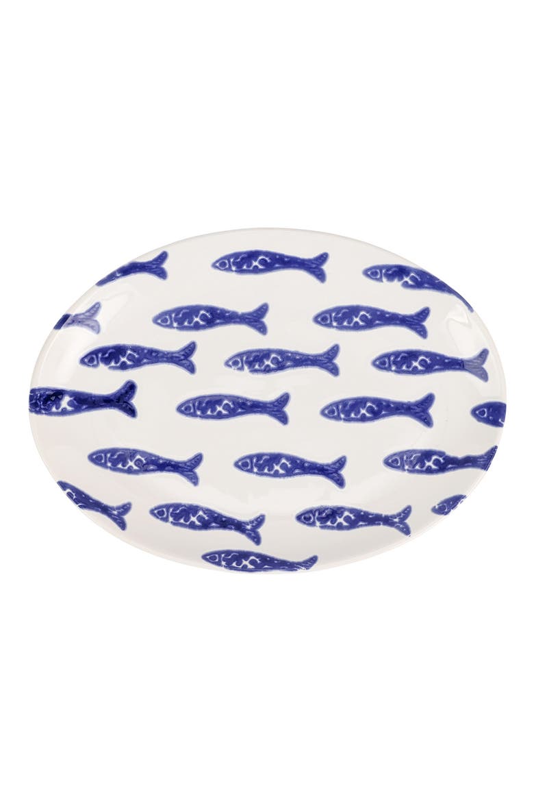 Santorini Fish Oval Platter, Main, color, BLUE