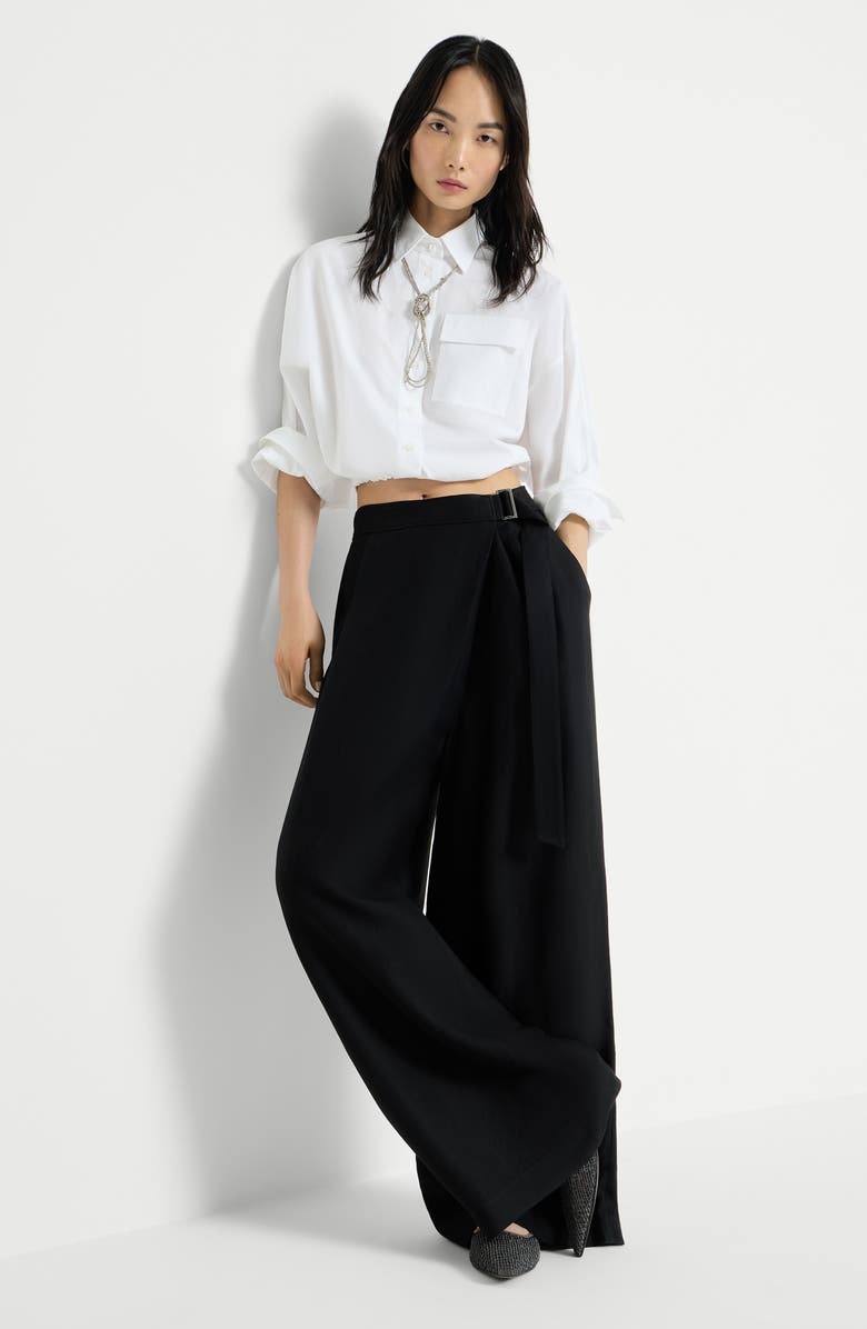 Brunello Cucinelli Sartorial wrap trousers, Alternate, color, Black