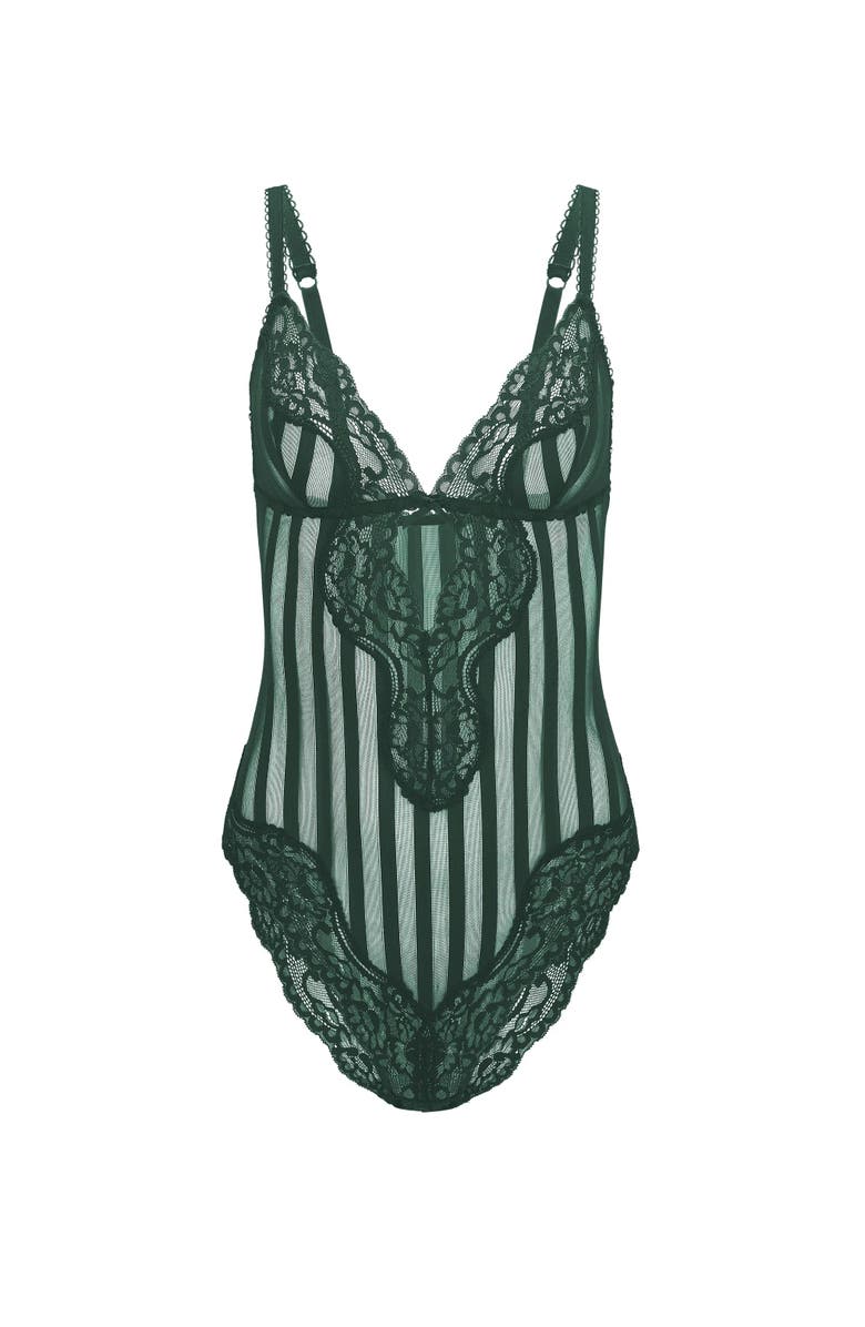 Adore Me Nala Bodysuit Lingerie, Alternate, color, Dark Green