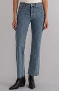 KUT from the Kloth Kelsey Fab Ab Diamond Print Raw Hem Ankle Flare Jeans