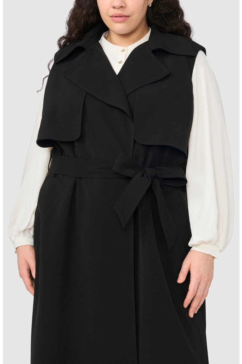 Belted Trench Vest, Alternate, color, RICH BLACK