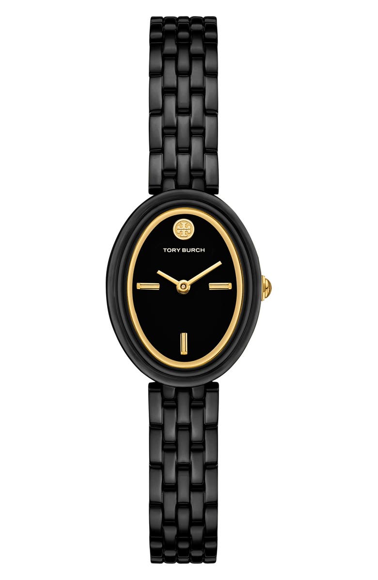 Tory Burch The Oval Bracelet Watch, 22mm x 28mm, Main, color, Black