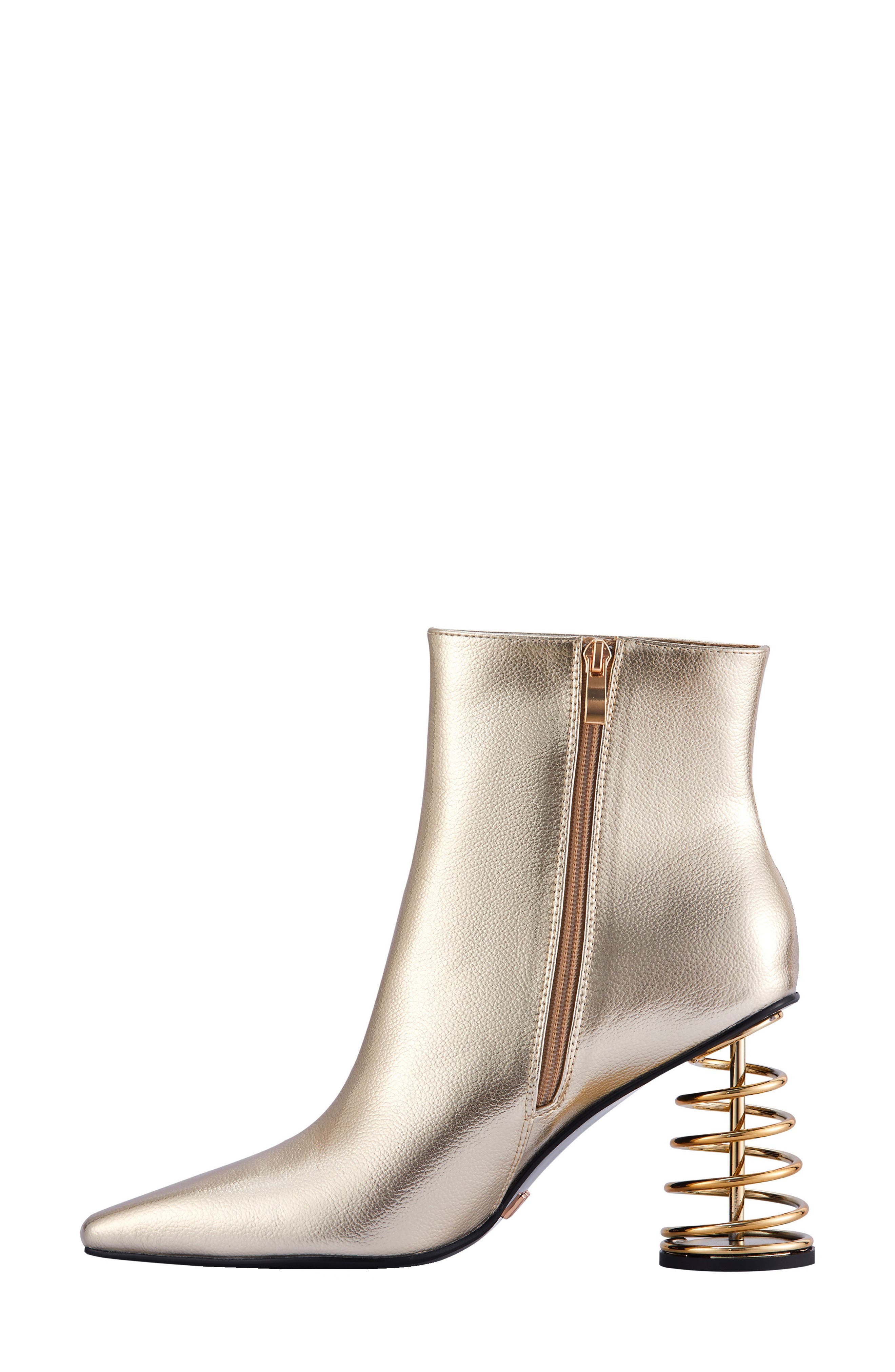 Slinky Coiled Heel Boot, Alternate, color, GOLD