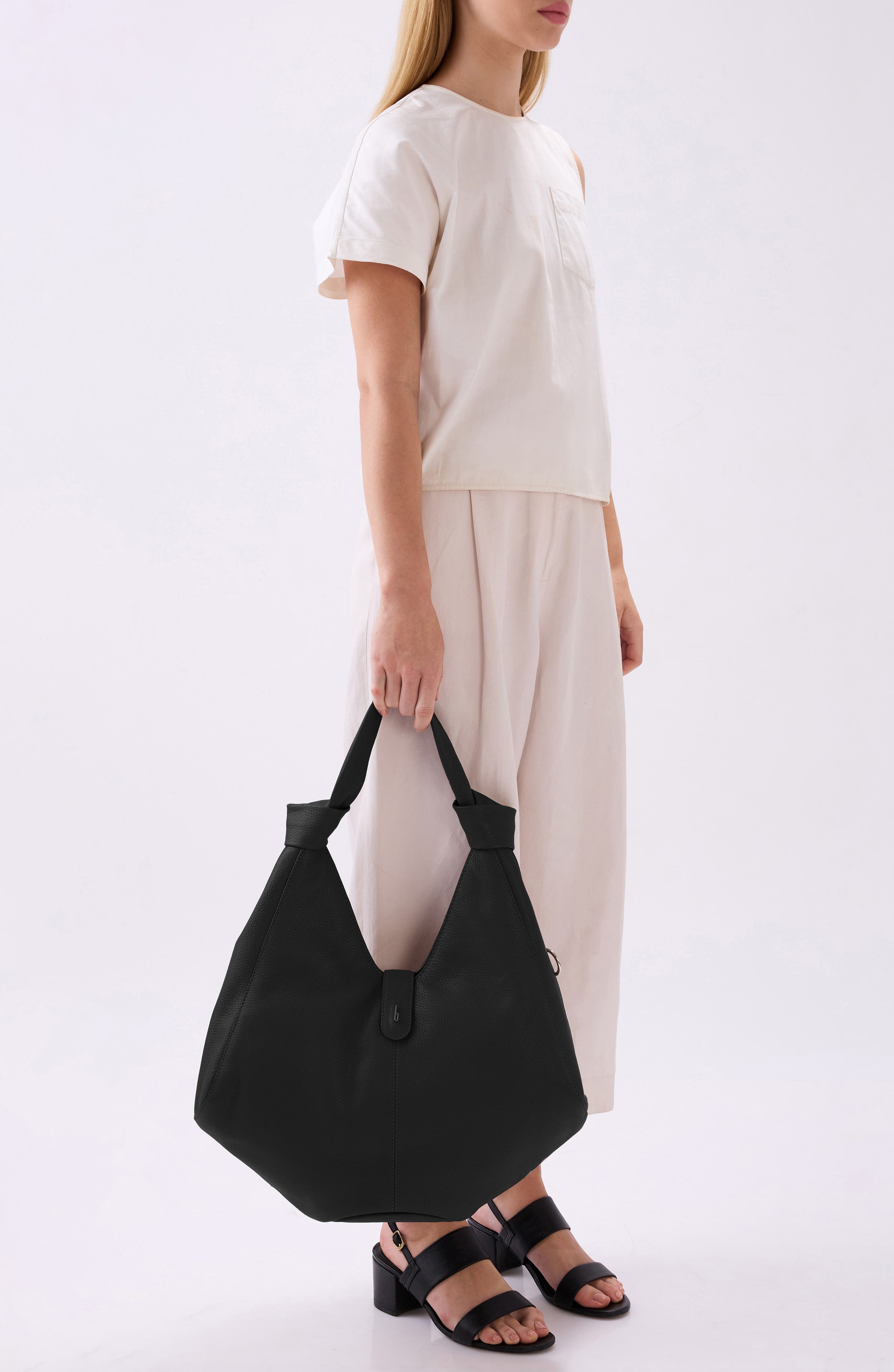 behno Large Nelli Pebble Leather Hobo Bag, Main, color, 