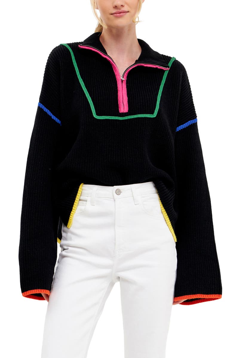 English Factory Color Accent Half-Zip Pullover, Alternate, color,