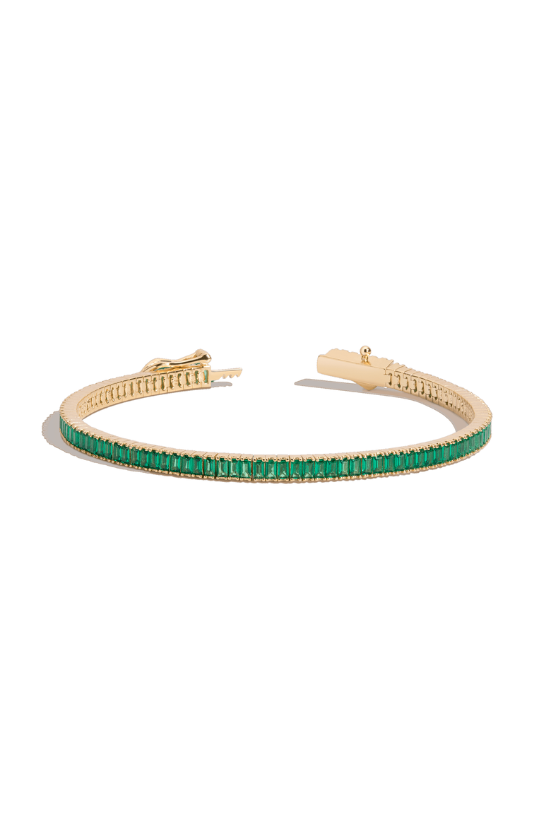 Lab Grown Emerald Baguette Tennis Bracelet, Main, color, Yellow Gold Vermeil