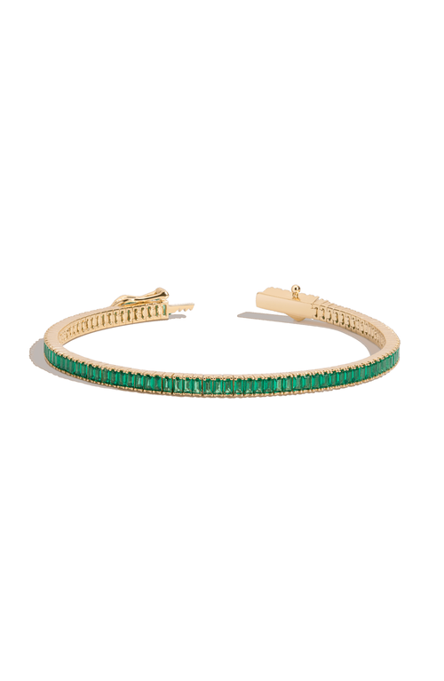 Aurate New York Lab Grown Emerald Baguette Tennis Bracelet In Green
