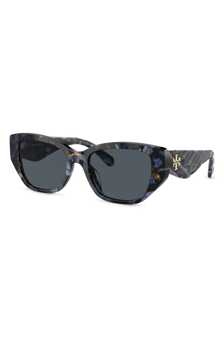 Tory Burch 53mm Polarized Rectangular Sunglasses, Alternate, color, 
