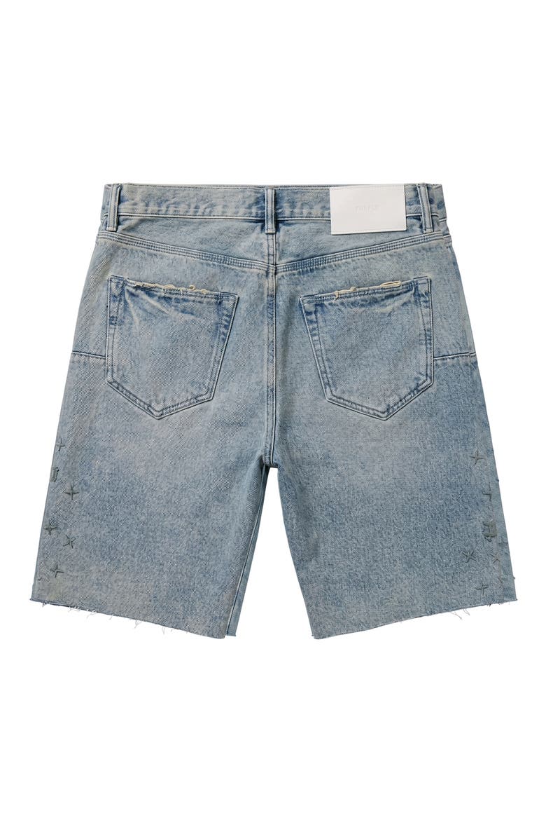 Mono Stars Tufted Denim Shorts, Alternate, color, LIGHT INDIGO