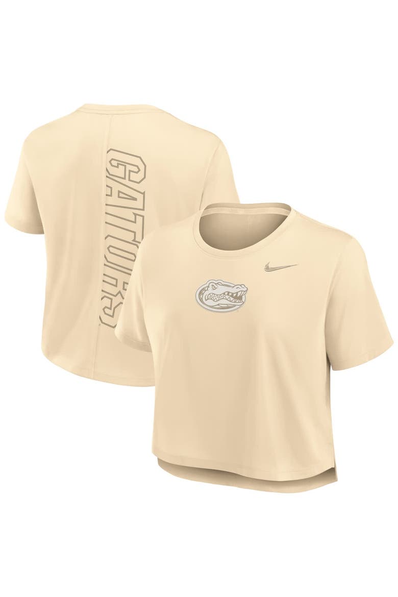 Women's Nike Tan Florida Gators Performance Cropped T-Shirt, Alternate, color, Tan