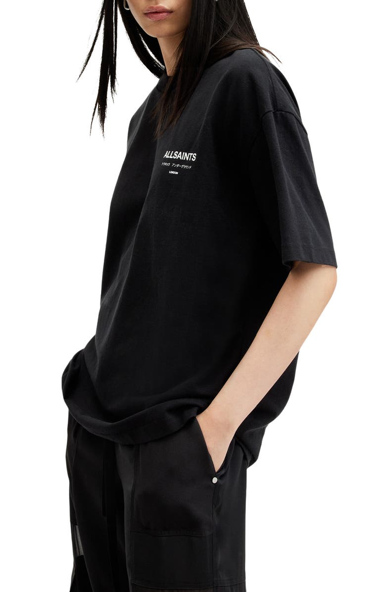 AllSaints Underground Logo Oversize Cotton Graphic T-Shirt, Alternate, color, 
