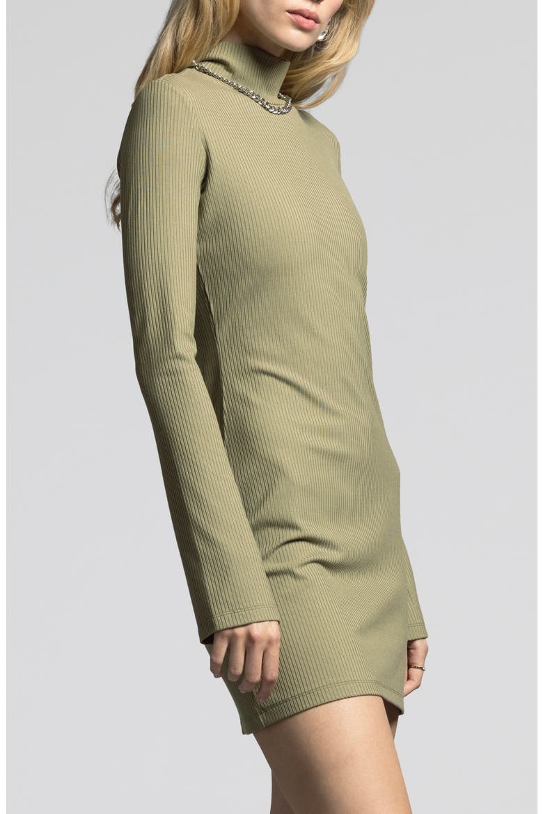 Penelope Turtleneck Long Sleeve Rib Minidress, Alternate, color, BONSAI