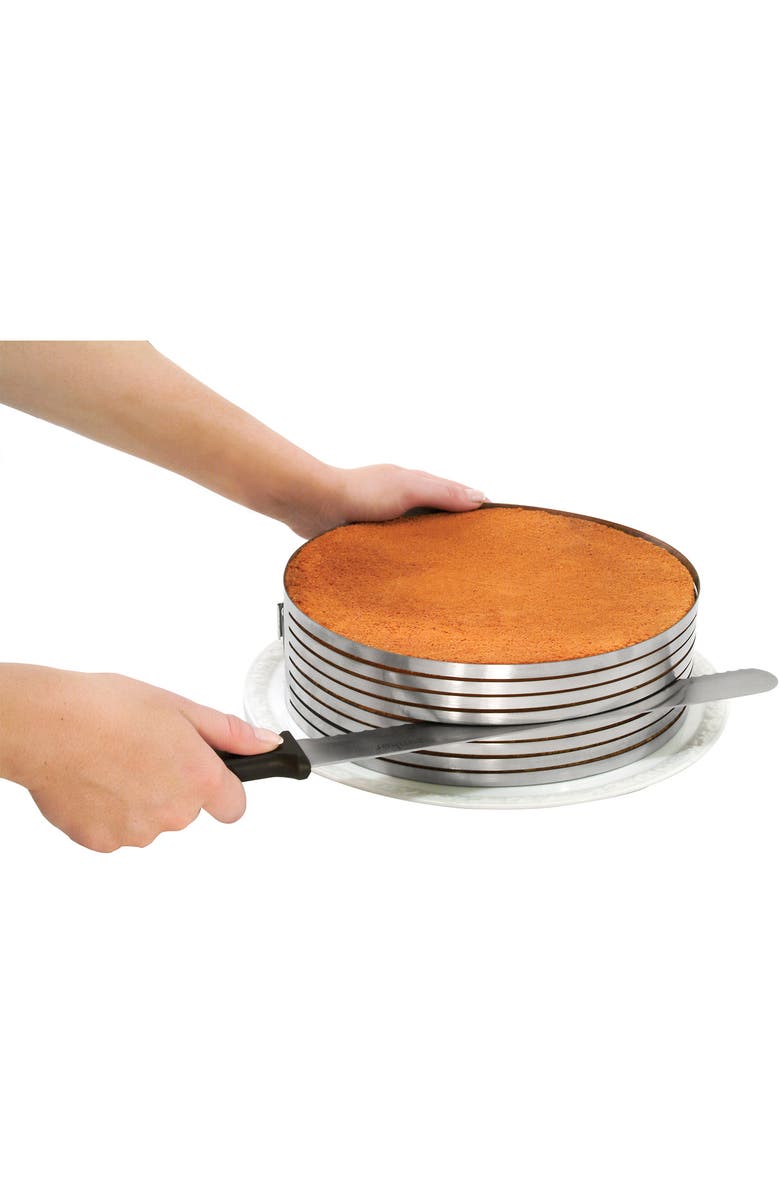 Zenker 3 Piece Layer Cake Slicing Kit With 12-Inch Serrated Knife, Main, color, Silver