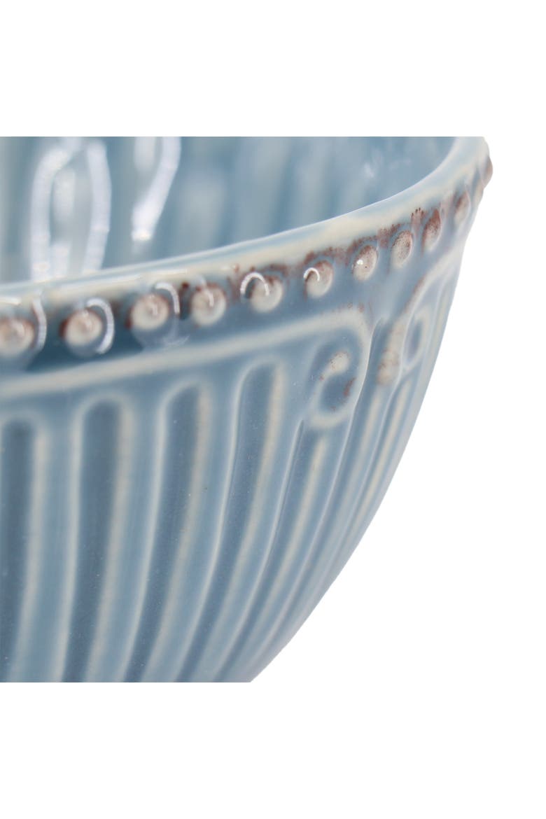 Capri 6 piece 6in Stoneware Embossed Cereal Bowl Set, Alternate, color, Blue