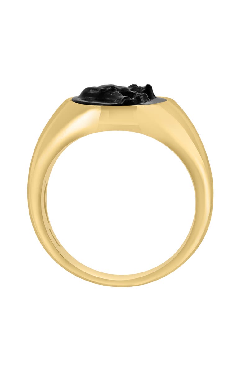 EFFY 14K Gold Plated Sterling Silver Onyx Horse Signet Ring, Alternate, color, Black